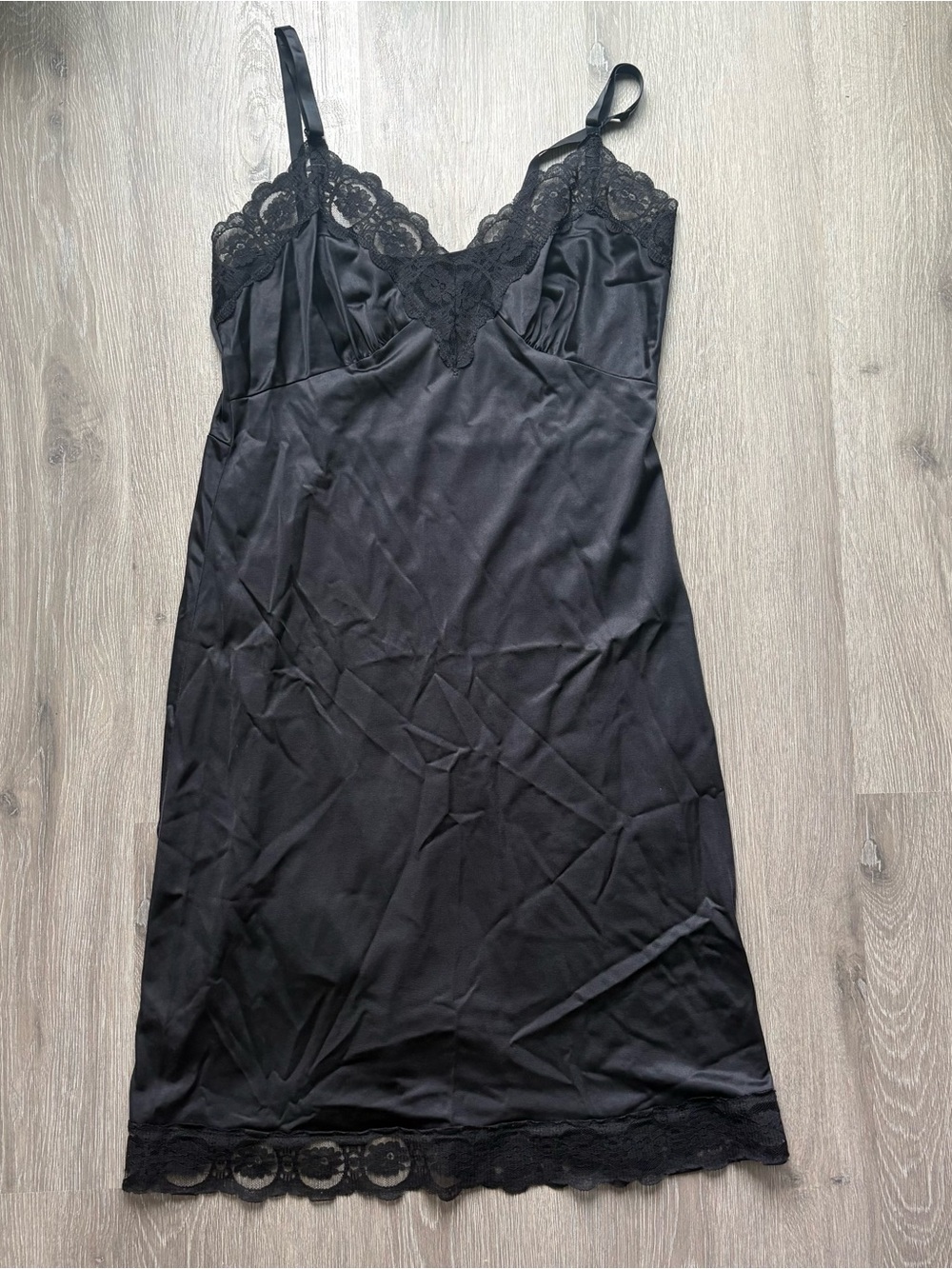 Women's Black Lace-Trim Slip Dress